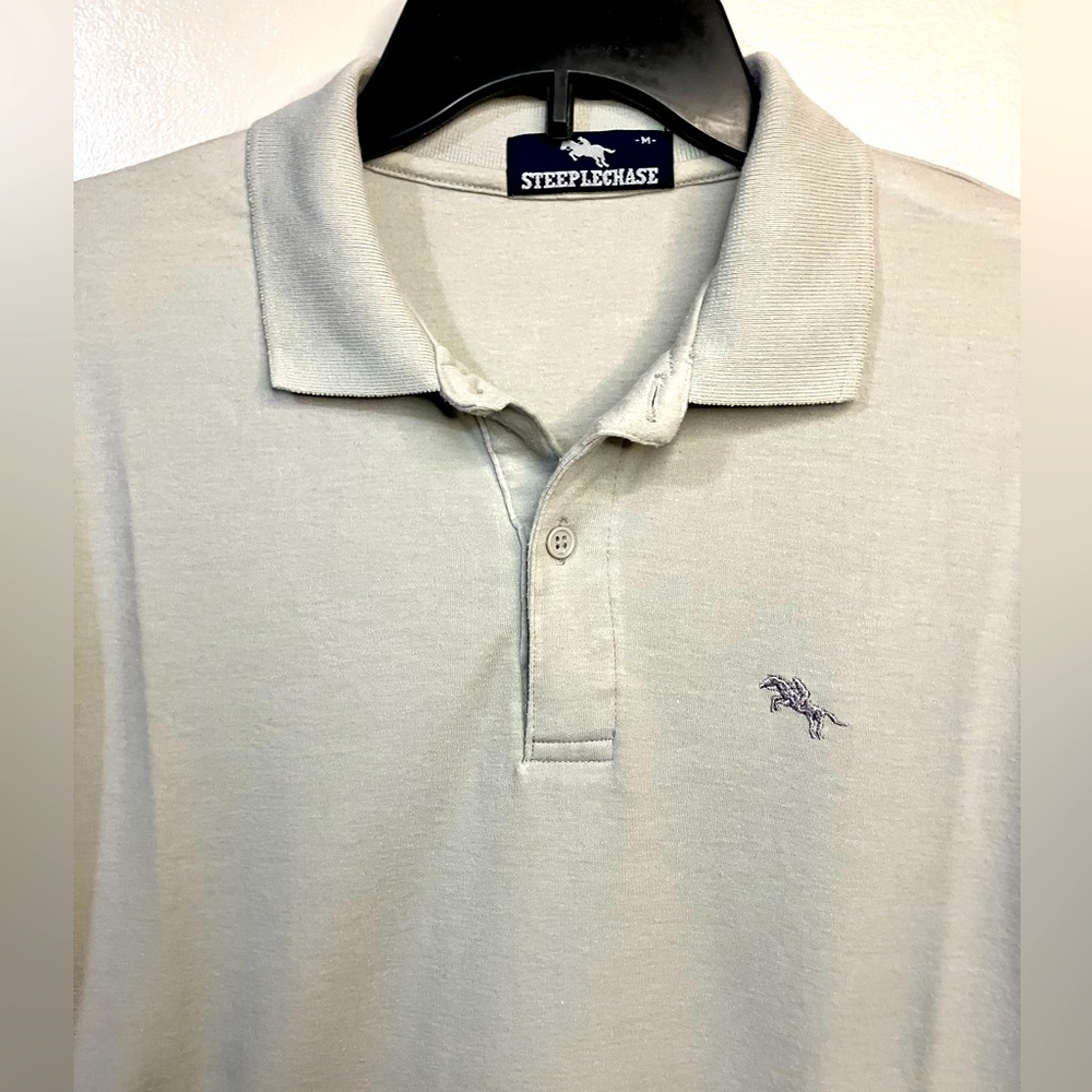 Vintage Steeplechase Polo Shirt Men’s Medium Grey Single Stitch 80’s Rare